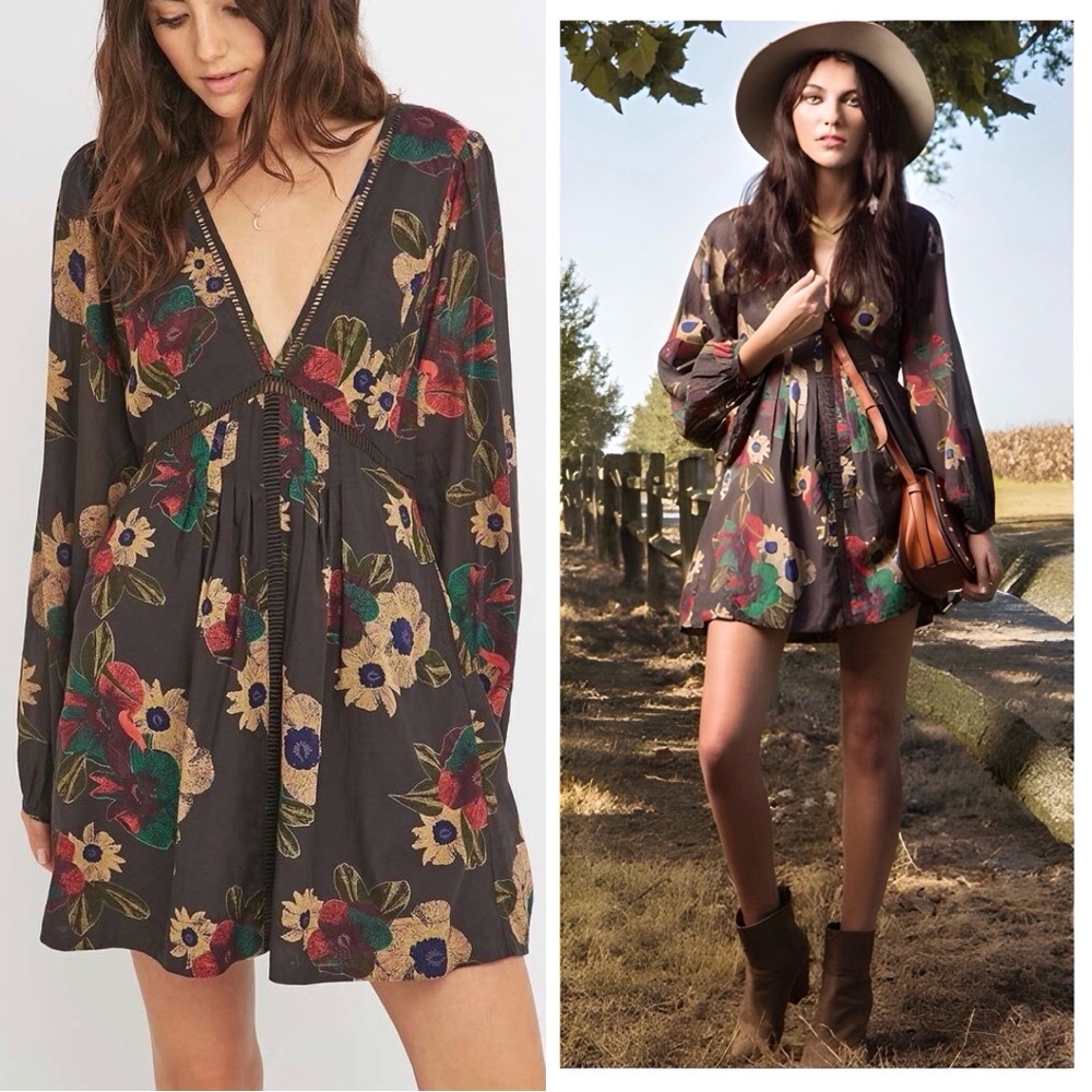 🌼 Free People Strawberry Fields Floral Tunic Mini Dress | Size M - Picture 15 of 16
